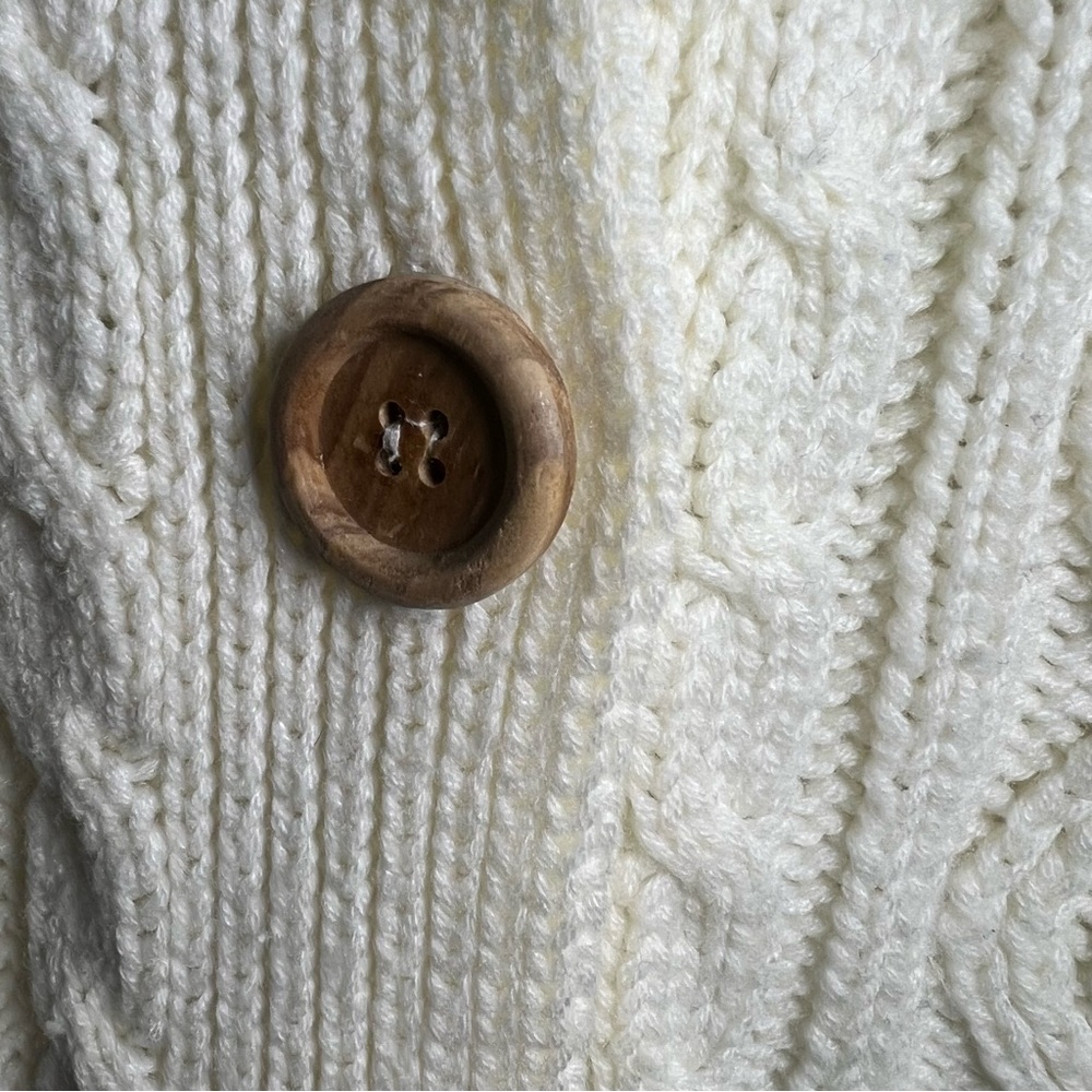 Vintage Cream Cable Knit Button Up Sweater Coastal Wear Size L - Picture 4 of 6